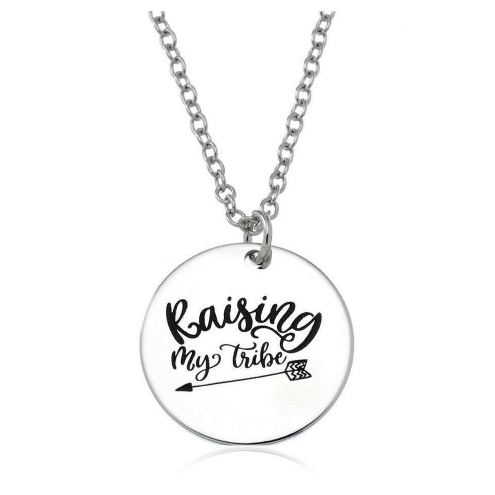 Brand New Womens Hand Stamped .925 Silver Raising My Tribe Necklace